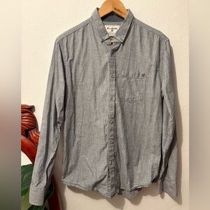 Billabong Men's Casual Gray Long Sleeve Button Down Shirt